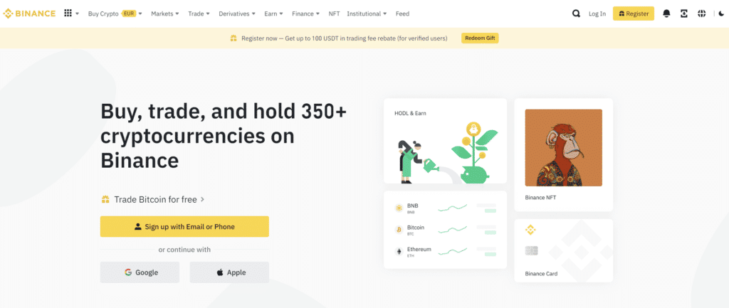 Binance homepage Binance homepage