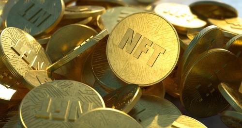 Nft,Golden,Coins,In,Pile.,Non,Fungible,Tokens,Dropped,Casually
